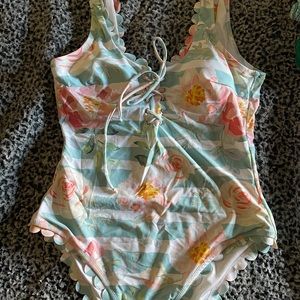 Floral one piece bathing suit